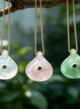 夏日水滴形粉水晶吊坠锁骨链女桃形紫水晶项链清新甜美饰品送礼