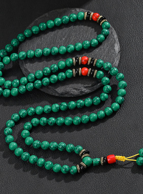 秋冬复古绿松石毛衣链