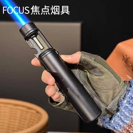 喷火充气防风打火机点火器户外创意个性直冲艾炙雪茄高温喷火焊枪