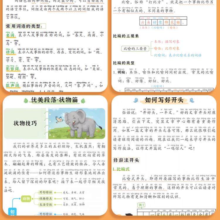 【斗半匠】小学作文写作技巧开头结尾高分好词好句好段小学生创意写作素材优美句子积累一二三四五六年级扩句法写作文专项训练大全