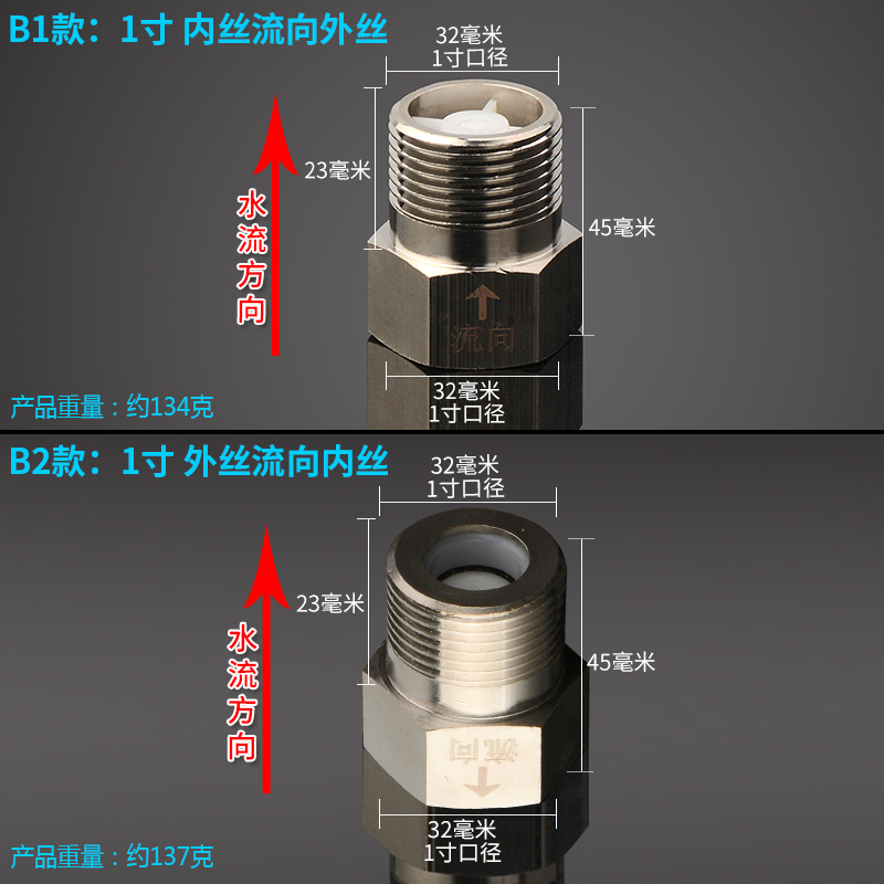 6分1寸水表前表后接头太阳能热水器冷热水串流倒流止回阀阀止逆阀