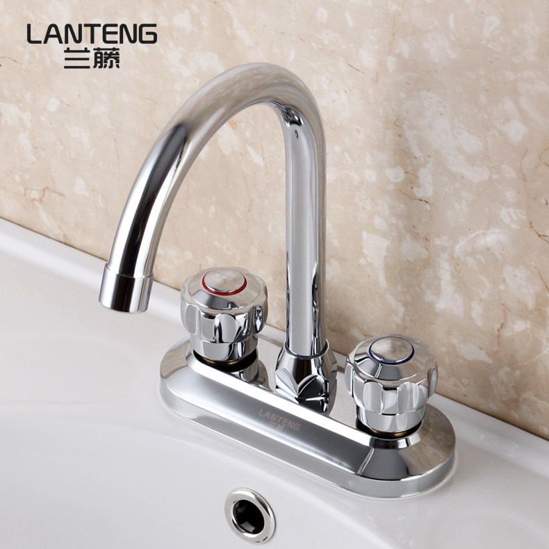 兰藤卫浴 黄铜面盆冷热水龙头 双把双孔卫生间洗脸盆台上盆龙头,淘宝优惠券,粉丝福利购,淘宝优惠卷