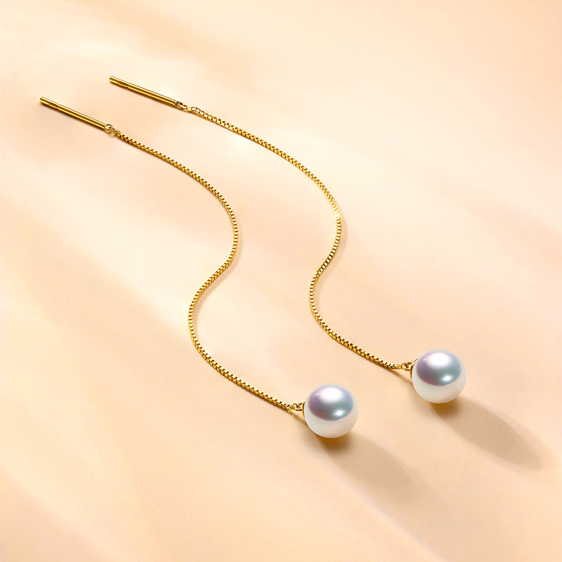 海梵纪珠宝 天然日本akoya海水珍珠耳线 18K黄金珍珠耳饰耳环女,淘宝优惠券,粉丝福利购,淘宝优惠卷