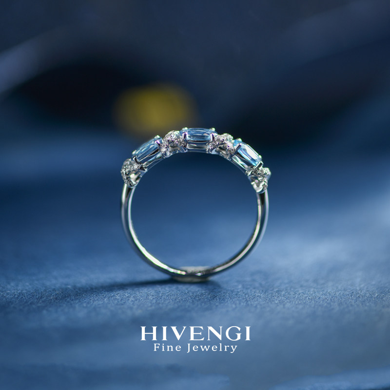 5a grade 18k white gold with certificate natural aquamarine