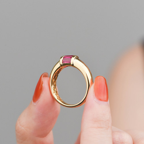HIVENGI/海梵纪1ct天然缅甸红宝石戒指18K黄金 彩色宝石女戒 - 图1