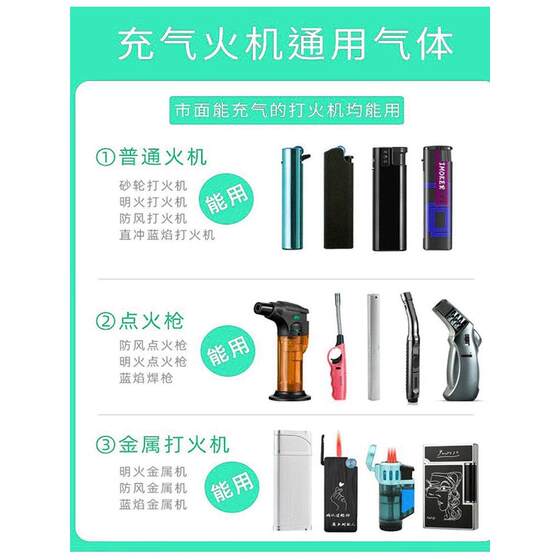 高纯度高端防风打火机充气体绿瓶油气罐直冲通用型打火机耐用