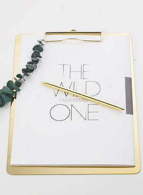 好物推荐 北欧风黄铜金色文件夹板明信片夹照片装饰菜单便签夹板