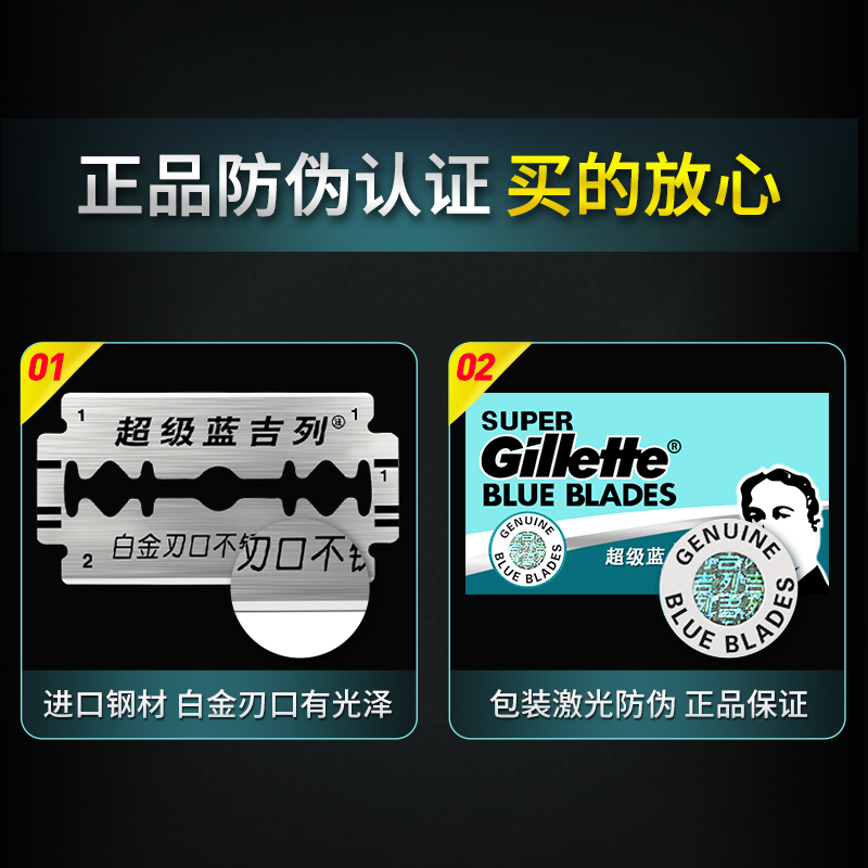 Gillette/吉列双面刀片蓝吉列不锈钢老式剃须刀刮胡刀