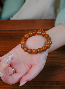 凤飞凰和田玉糖玉转运圆珠手串