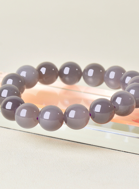 和田玉烟紫手链女款卡12圆珠