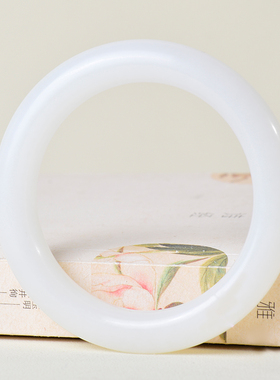 凤飞凰和田玉羊脂白玉圆条手镯