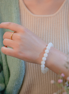 凤飞凰天然羊脂白玉圆珠手串