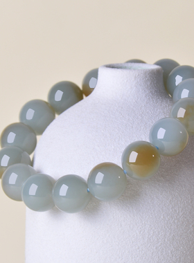 凤飞凰和田玉且末蓝转运圆珠手串