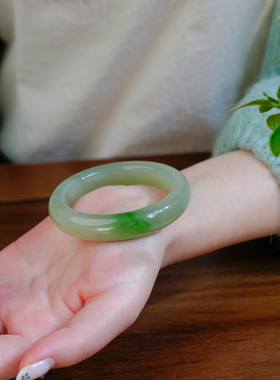 凤飞凰和田玉翠青54.5mm手镯