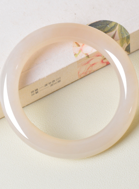 凤飞凰和田玉藕粉圆条手镯女款