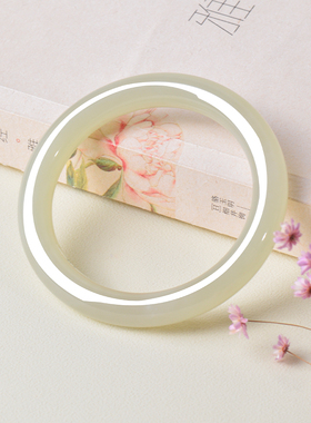 凤飞凰和田玉晴水圆条手镯女款