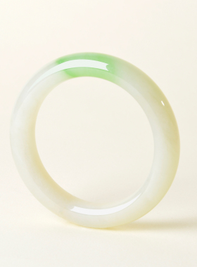 凤飞凰和田玉翠青手镯天然飘绿