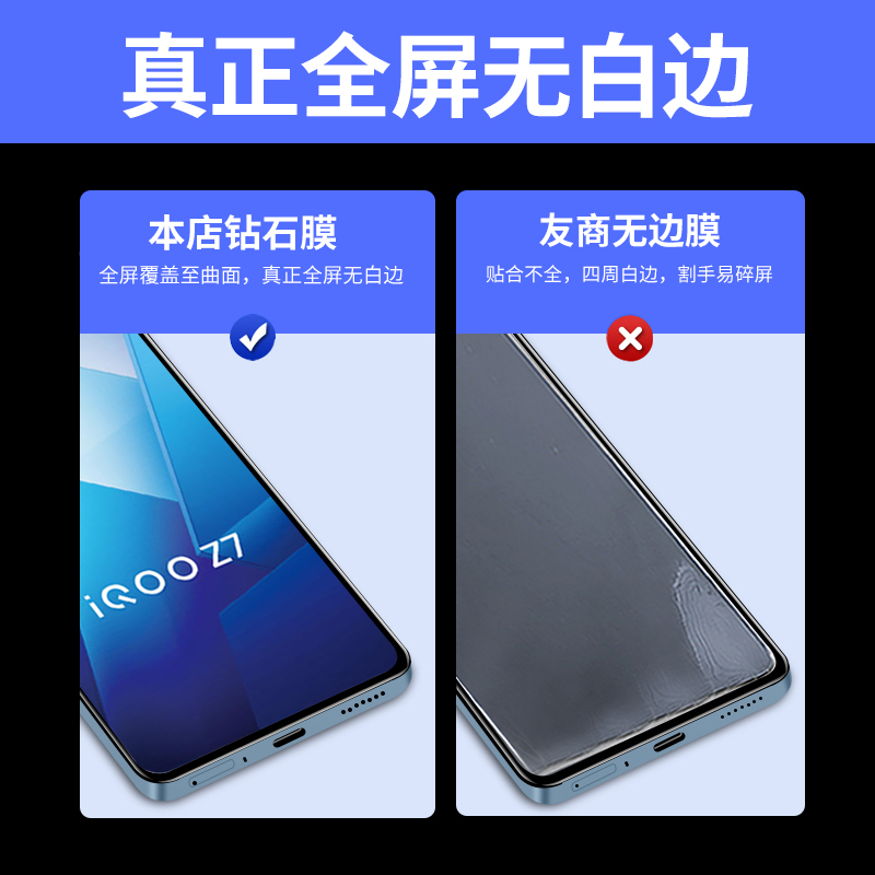 适用iQooZ7钢化膜iQooZ7x全屏覆盖iQooZ7i手机膜抗蓝光vivoiqooz7高清玻璃爱酷z7全包Z7X防摔z7i贴膜iQoo黑边 - 图1