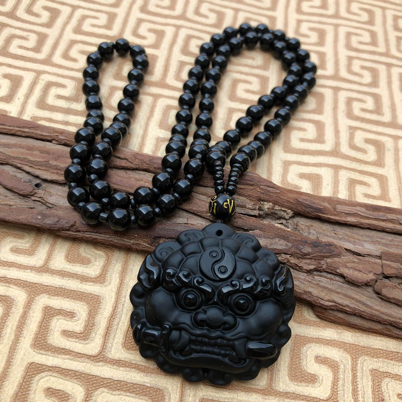 黑曜石吊坠本命年招财阴阳神兽敢当玉佩项链送证书男,淘宝优惠券,粉丝福利购,淘宝优惠卷