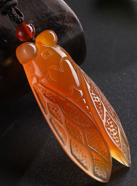 知了黄玉髓一鸣惊人金蝉证书吊坠