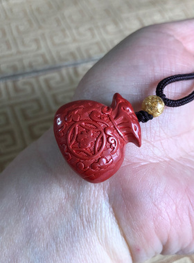 百福玉袋项链台湾原矿朱砂吊坠福字车挂男女随身钥匙扣挂件玉福