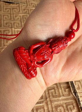 嫣芝美玉男女朱砂盘坐地藏王吊坠