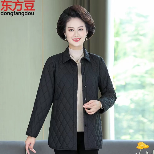 Демисезонная стеганая куртка для матери, легкий и тонкий пуховик, тонкая рубашка, для среднего возраста