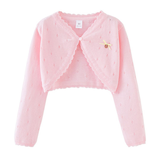 儿童舞蹈服外搭春夏薄款高腰礼服小外套女童纯棉针织披肩空调坎肩