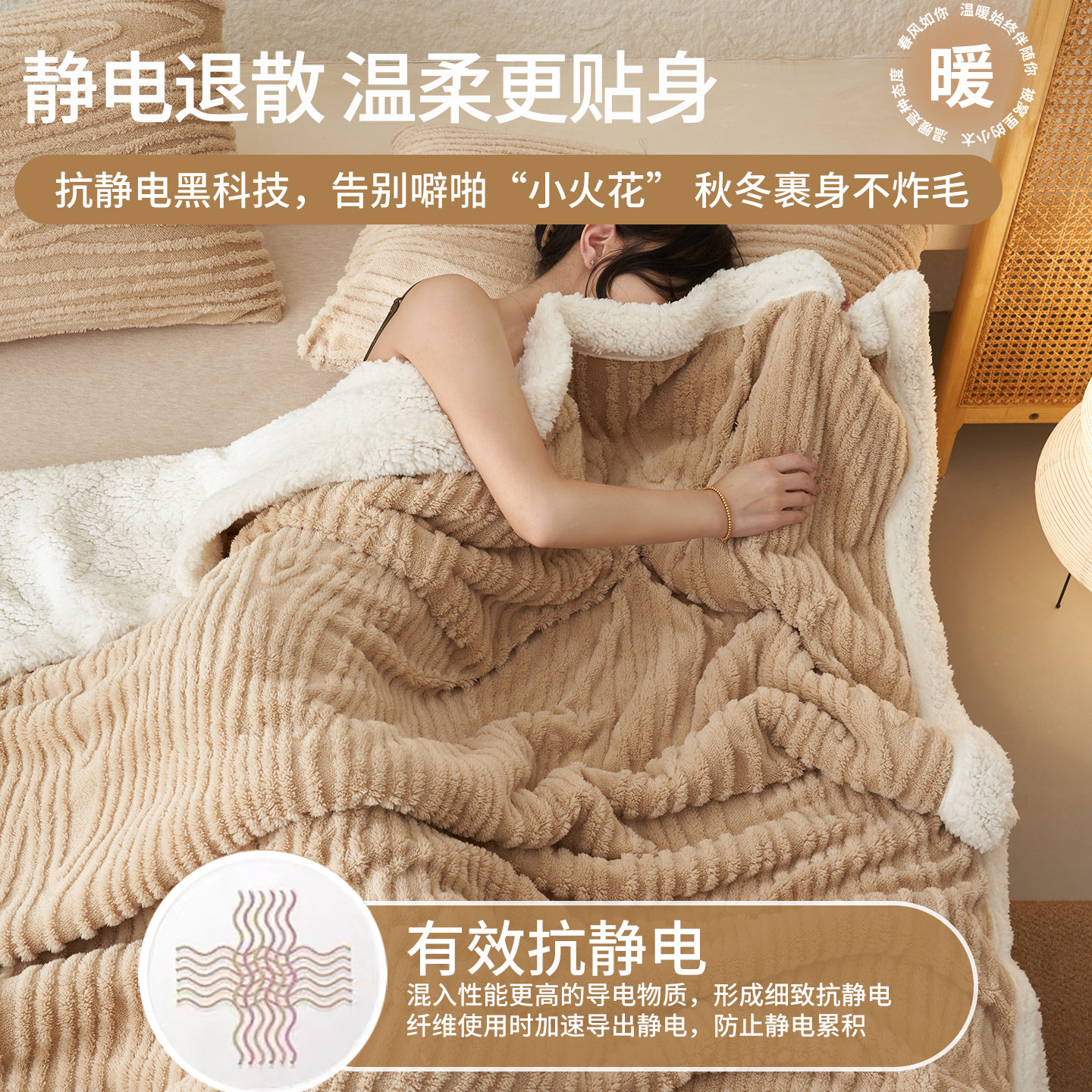 牛奶绒毛毯加厚冬季盖毯2025新款法兰珊瑚绒毯子办公室午睡沙发毯