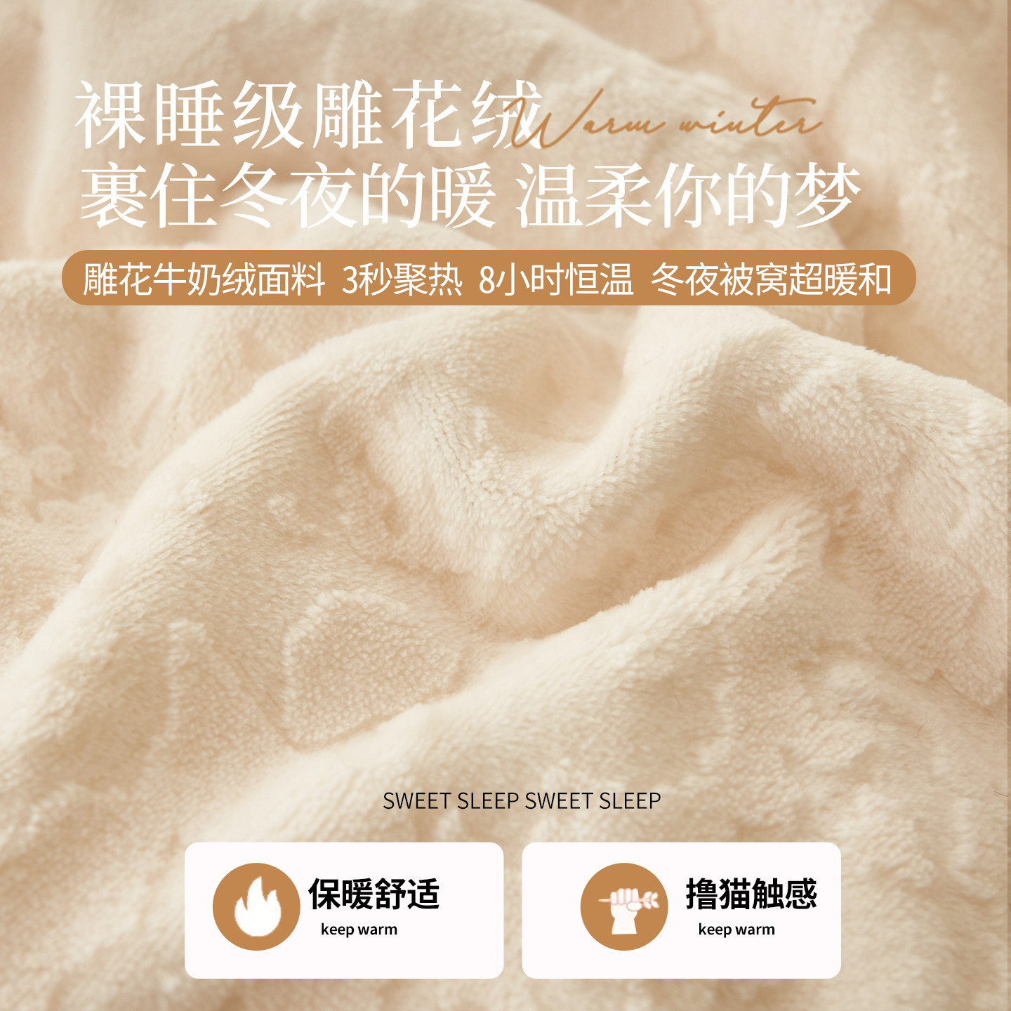 雕花牛奶绒四件套2025新款冬季加厚保暖珊瑚绒床单被套床笠款床品