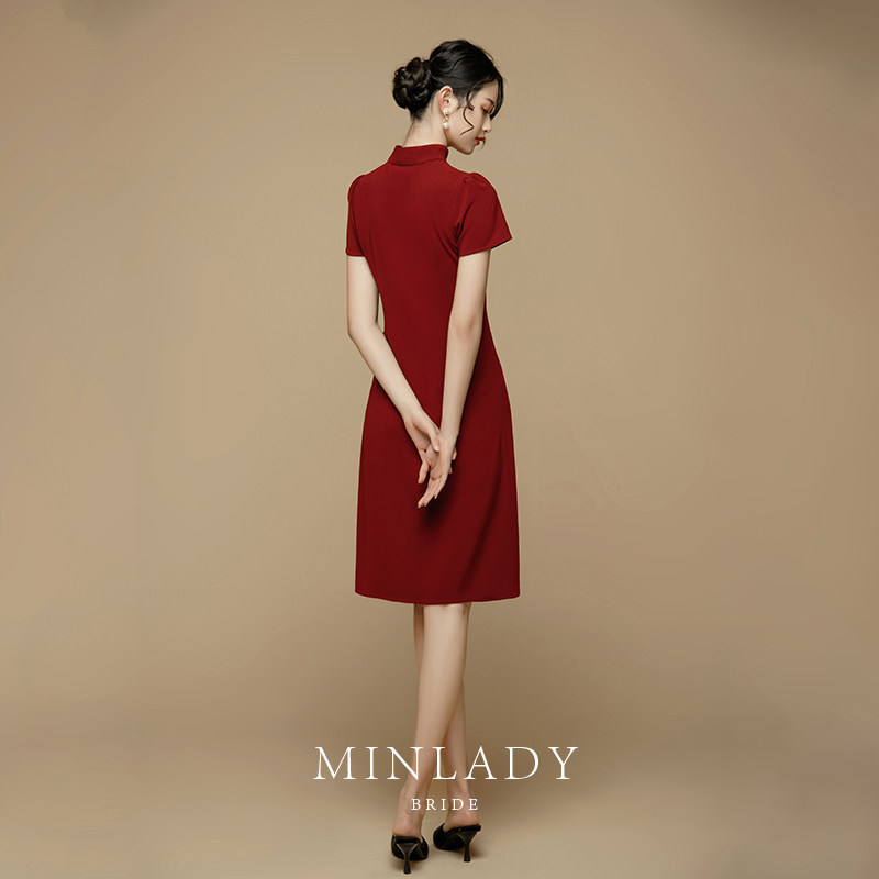 名斓旗袍2020新款中国风新娘敬酒服 名斓旗袍