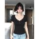 ເສື້ອຍືດແຂນສັ້ນຄໍ V-slim hottie ອາເມລິກາ