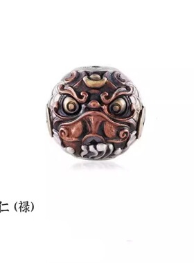 925五贤仁福禄寿喜财隔珠腰顶珠银色藏式复古文玩手串菩提配饰件