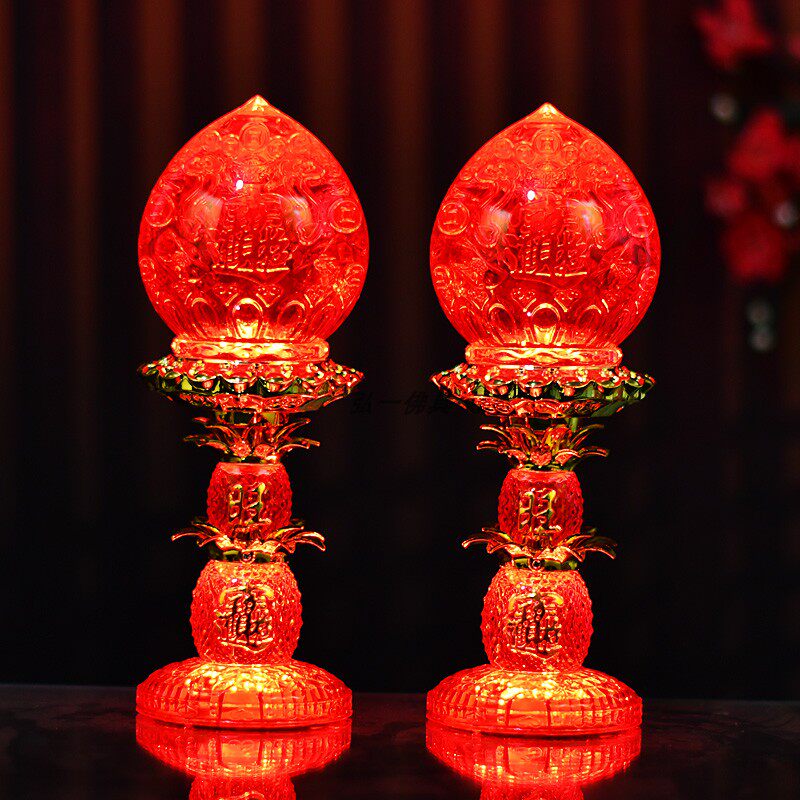 LED财神供灯供佛灯长明灯插电蜡烛灯佛前灯莲花灯家用祖先土地