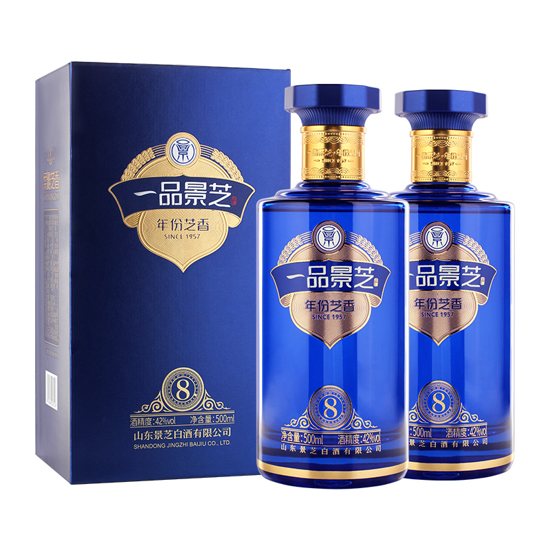 景芝一品景芝芝香8 芝麻香型42度白酒 500ml*2瓶山东送礼宴席 - 图0