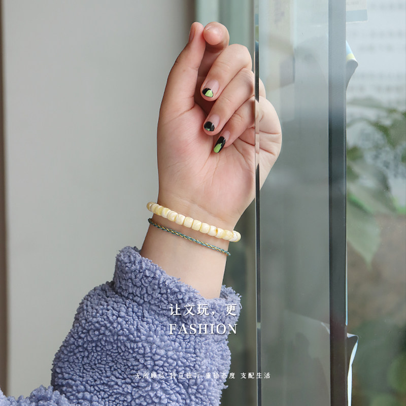 精工蜜蜡俄料满蜜白花直切手串手链 潮世代其他DIY饰品配件