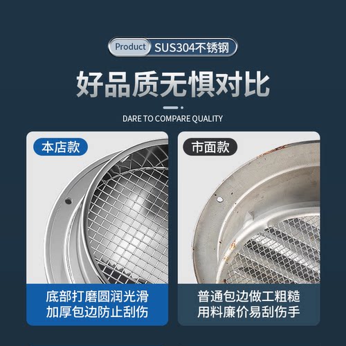 304不锈钢风帽外墙出风口防风罩油烟机通风透气帽卫生间排风排气 - 图3