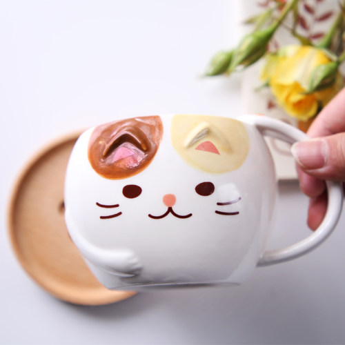 日式猫咪杯子可爱家用陶瓷马克杯创意 闺蜜生日礼物少女心水杯 - 图1