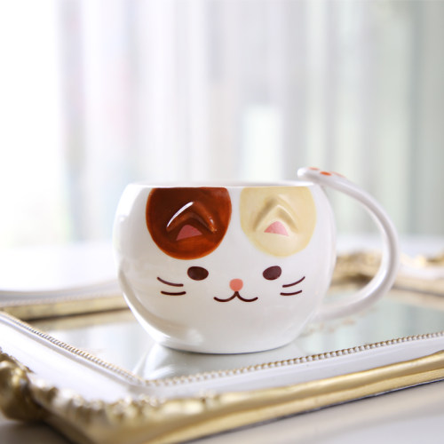 日式猫咪杯子可爱家用陶瓷马克杯创意 闺蜜生日礼物少女心水杯 - 图0