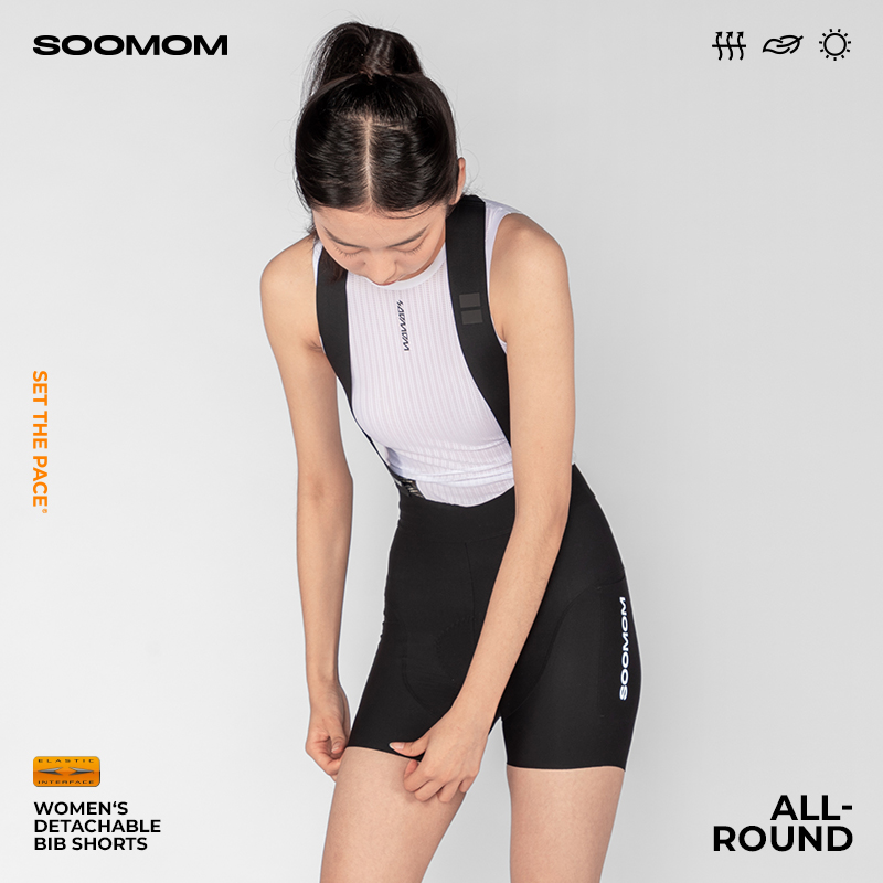 SOOMOM | ALL-ROUND 女士易穿脱公路车磁扣背带骑行超短裤 - 图1