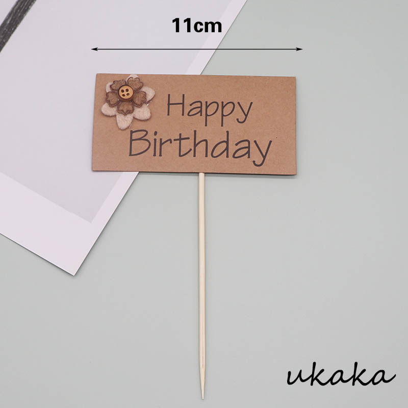 小清新森系牛皮纸蛋糕插牌爱心生日快乐蛋糕装饰插件插卡烘焙用品,淘宝优惠券,粉丝福利购,淘宝优惠卷