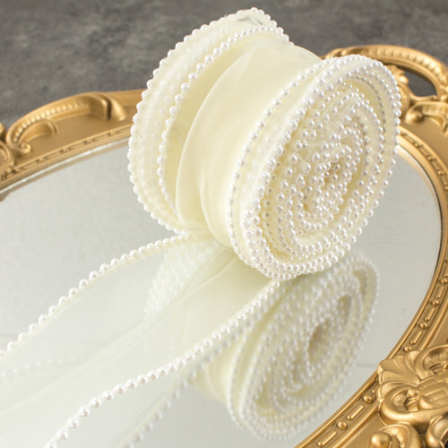 珍珠鱼尾纱蛋糕装饰 简约丝带围边女神小仙女款生日蛋糕装扮 - 图3