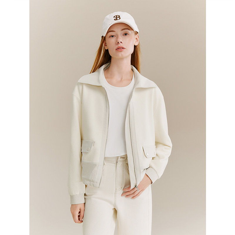 十二篮25冬新款纯净白翻领夹克休闲运动舒适百搭通勤短款外套女,淘宝优惠券,粉丝福利购,淘宝优惠卷