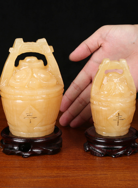 天然黄玉石一桶金摆件开业礼品