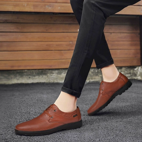 Летняя дышащая кожаная обувь для кожаной обуви, сандалии, из натуральной кожи