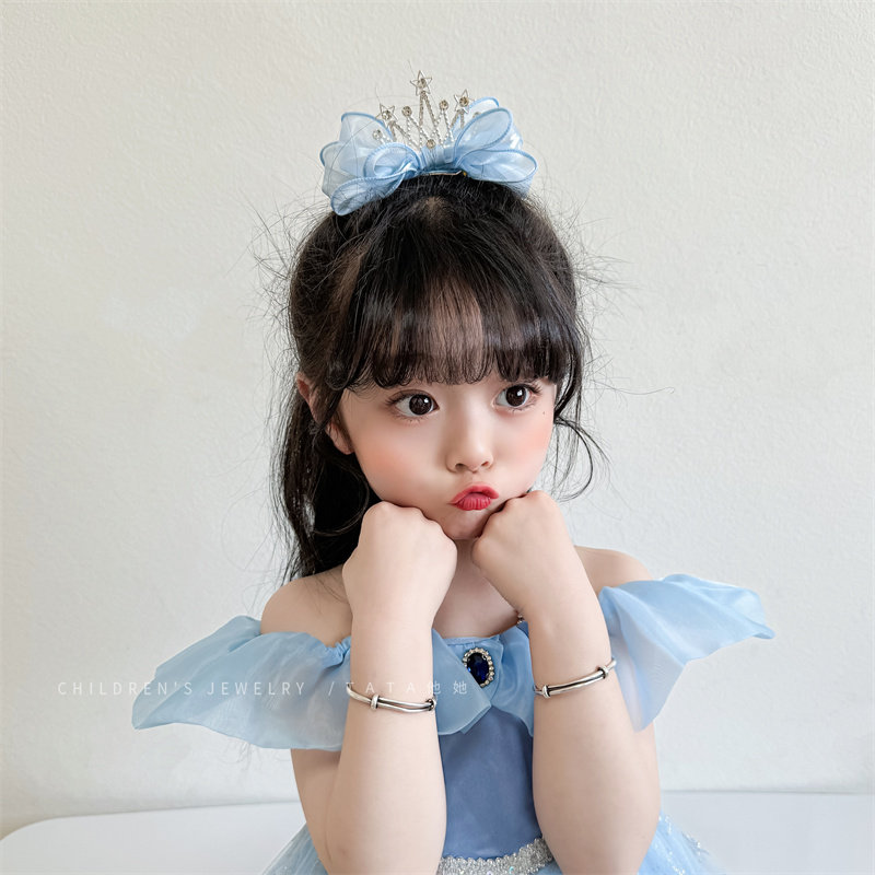 皇冠公主头饰儿童蓝色发夹小女孩蝴蝶结立体顶夹超仙公主王冠发饰,淘宝优惠券,粉丝福利购,淘宝优惠卷