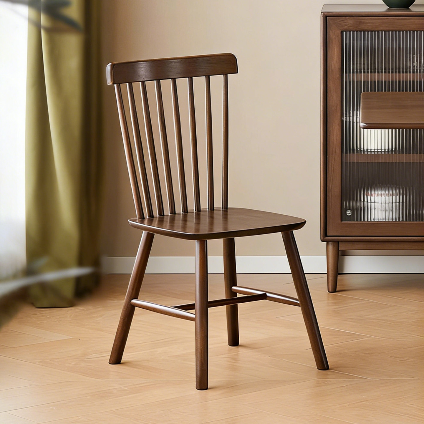 American retro solid wood dining chair for small home use