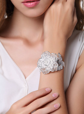 开口民族风原创银手镯送女妈妈