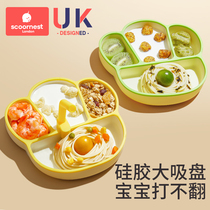 Baby Dinner Plate Suction Cups for baby children Silicone Gel Sub food trays Learn to eat Spoon Cutlery Cutlery Suit Attached