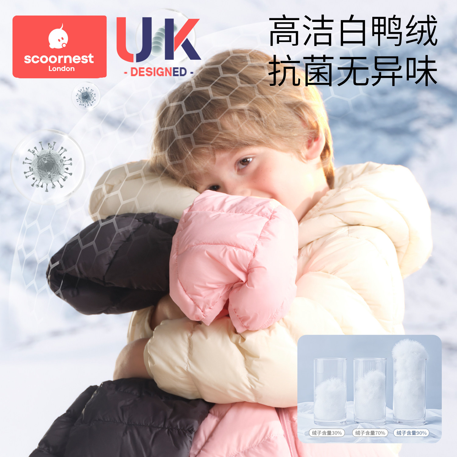 科巢儿童羽绒服短款男童女童轻薄内胆2025年新款连帽防风冬装外套,淘宝优惠券,粉丝福利购,淘宝优惠卷